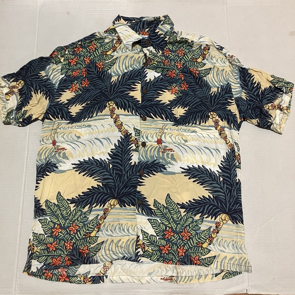 Ron Anderson Collection by Kahala Mens Size Large Hawaiian Shirt L Rayon Floral